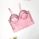 Shaping bra, heavy work nail bead, fish bone corset, inner and outer wearing rhinestone backless suspender
