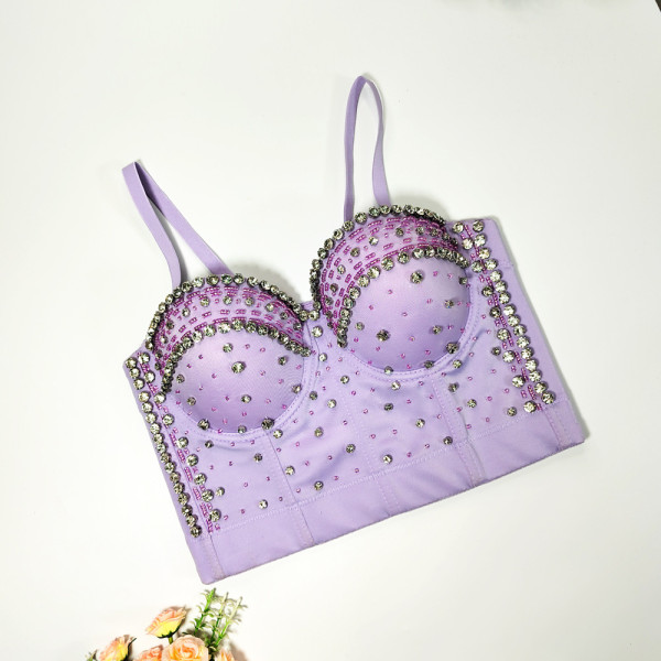 Shaping bra, heavy work nail bead, fish bone corset, inner and outer wearing rhinestone backless suspender
