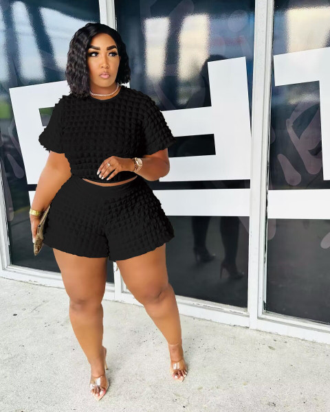 Large Women's Bubble Popcorn Women's Two Piece Set