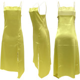 Irregular strap open back casual 3 color dress