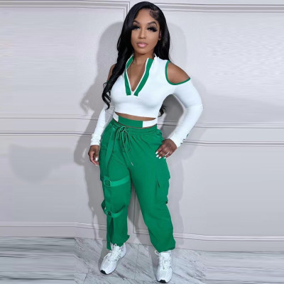 Fashion Splice Hollow Set Two Piece Set