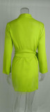 Women's temperament, fashion, solid color, short sleeved suit dress