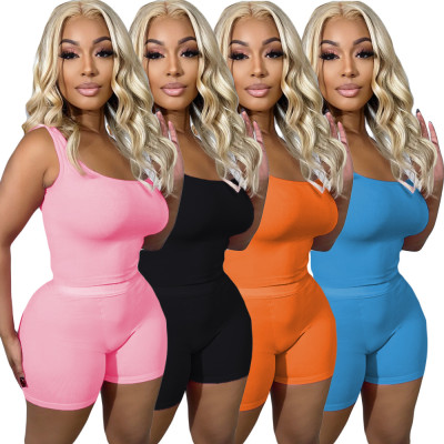 Solid color pit stripe sports two-piece set