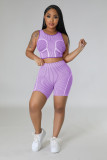 Women's sports vest set casual positioning printing two-piece set