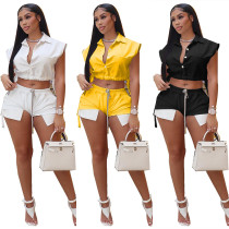 Top strap+pants with side slit shorts set of two pieces Top strap+pants with side slit shorts set of two pieces
