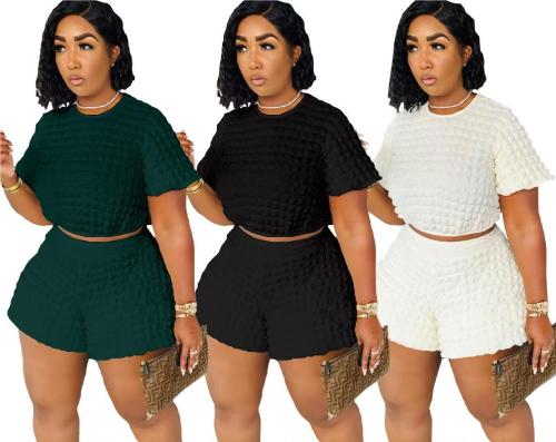 Large Women's Bubble Popcorn Women's Two Piece Set