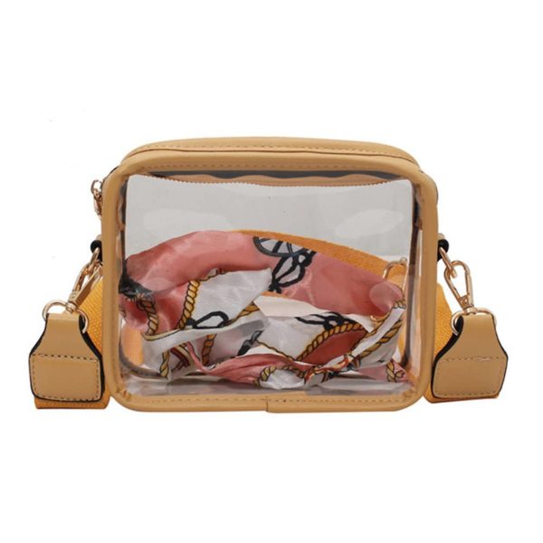 Women's crossbody bag, shoulder strap, small square bag, transparent PVC single shoulder mobile phone bag, storage bag