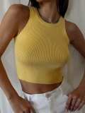 Solid color slim fitting threaded top with short strap vest
