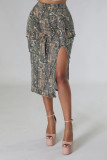 Women's camouflage split three-dimensional pocket half length skirt eBay slim fit sexy wrap hip skirt