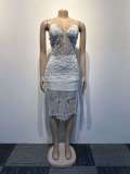 Sexy Sleeveless Perspective Slim Fit Lace Spliced Strap Dress