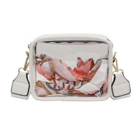 Women's crossbody bag, shoulder strap, small square bag, transparent PVC single shoulder mobile phone bag, storage bag