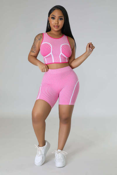 Women's sports vest set casual positioning printing two-piece set