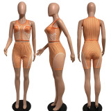 Women's sports vest set casual positioning printing two-piece set