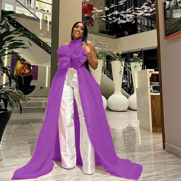 Mesh Sleeveless Irregular Robe Vest Tailcoat Women's Clothing