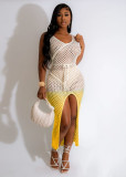 Women's casual gradient handmade knitted vest beach skirt