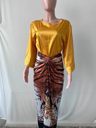 Fashionable Strap Printed Temperament Dress Set