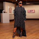 Chiffon oversized shirt Women's irregular lining dress