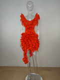 Sleeveless Pleated Open Back Small Dress with Irregular Curled Edge Sexy Dress