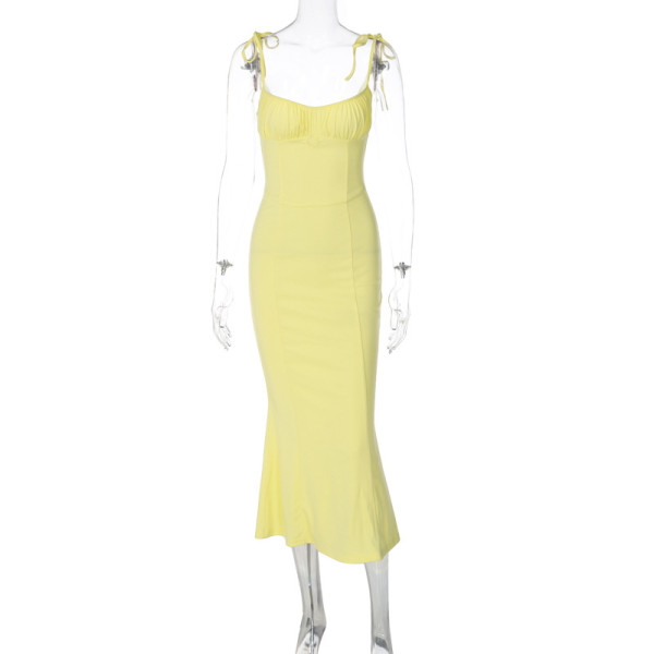 Women's Sexy Slim Slim Slim Strap Light V Rural Lotus Leaf Edge Dress