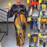Fashionable Strap Printed Temperament Dress Set