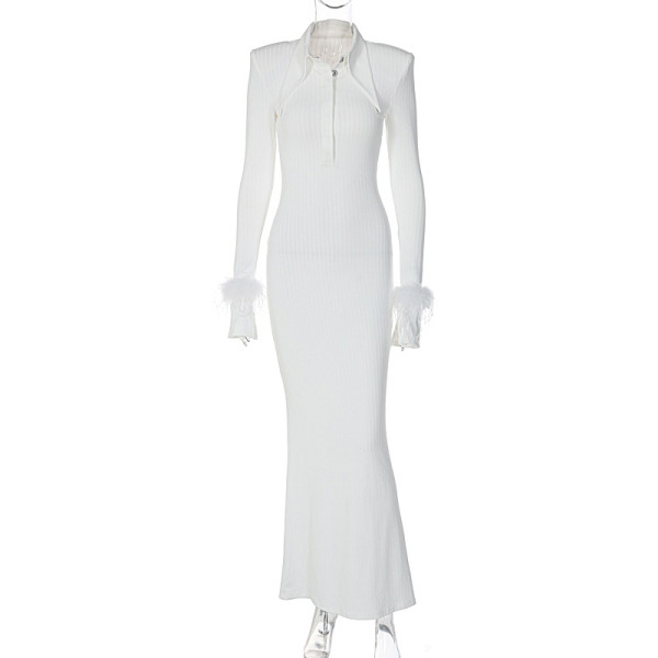 Fashionable POLO collar long dress
