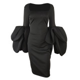 Tight Sexy Dress Fashion Lantern Sleeves Tight Dress