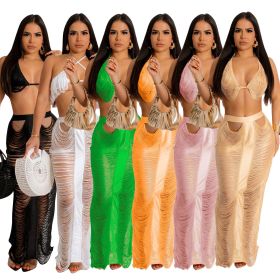 Women's casual and sexy tassel bra beach skirt set