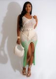 Women's casual gradient handmade knitted vest beach skirt