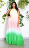 Sexy Gradual Folding Open Back Sleeveless Dress