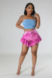 Sexy ruffled denim patterned shorts