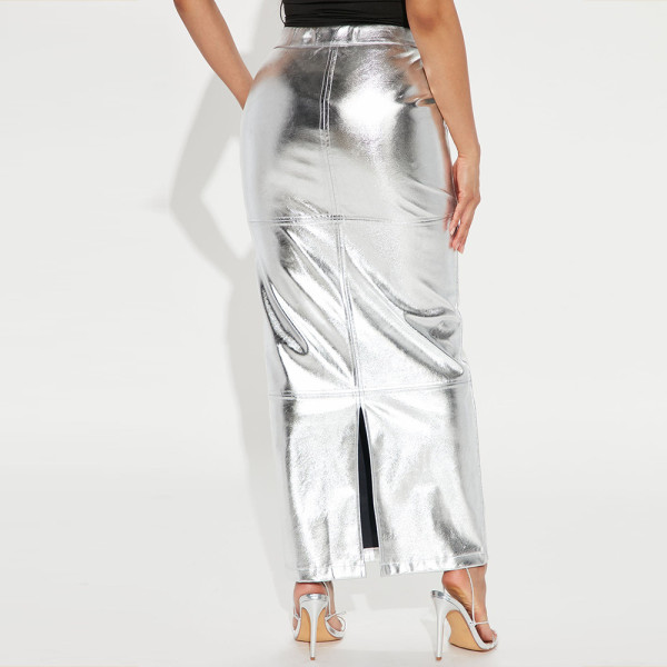 Women's sexy buttocks wrapped slimming invisible zipper slit skirt