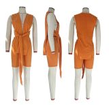 Women's Fashion Jacquard Sexy Strap Top Tank Top Short Two Piece Set