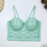 Pearl suspender vest trendy women's outerwear beautiful back with exposed navel sexy short bra sweet cool top with chest pad