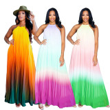 Sexy Gradual Folding Open Back Sleeveless Dress