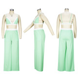 Loose and sexy bra with a loose and sagging feel, straight tube mop pants set, high waisted wide leg pants, two-piece set