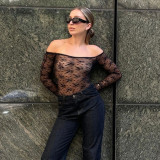 Women's Perspective Bottom Shirt Sexy Nightclub Style Spicy Girl Tight Long Sleeve Bodysuit