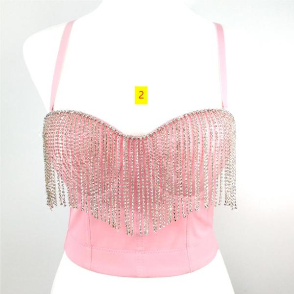 Diamond pendant with tassel chain on the outside, small tank top with a sense of design for niche lingerie, one piece bra, spicy girl top
