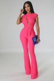 Fashionable Hollow Elastic Bubble Grid Sexy Sleeveless Set