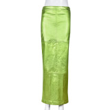 Women's sexy buttocks wrapped slimming invisible zipper slit skirt