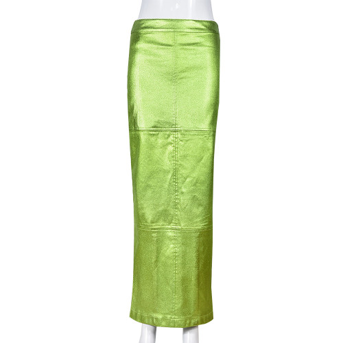 Women's sexy buttocks wrapped slimming invisible zipper slit skirt