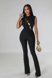 Fashionable Hollow Elastic Bubble Grid Sexy Sleeveless Set