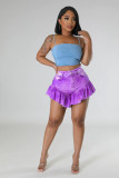 Sexy ruffled denim patterned shorts