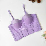 Sports bra, elastic mesh, breathable underwear with steel ring mesh, red fishbone suspender vest on the outside