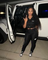 Fashion women's summer new short sleeved shirt letter printed pants set Fashion women's summer new short sleeved shirt letter printed pants set