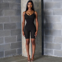 Women's solid color sexy backless short sports jumpsuit Women's solid color sexy backless short sports jumpsuit