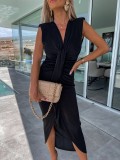 Pleated casual dress loose holiday dress