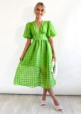 Fashion Multicolor Lantern Sleeve Dress Casual Party Dress