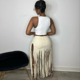 Fashionable and personalized cut-out spicy girl tassel skirt