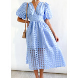 Fashion Multicolor Lantern Sleeve Dress Casual Party Dress