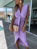 Pleated casual dress loose holiday dress